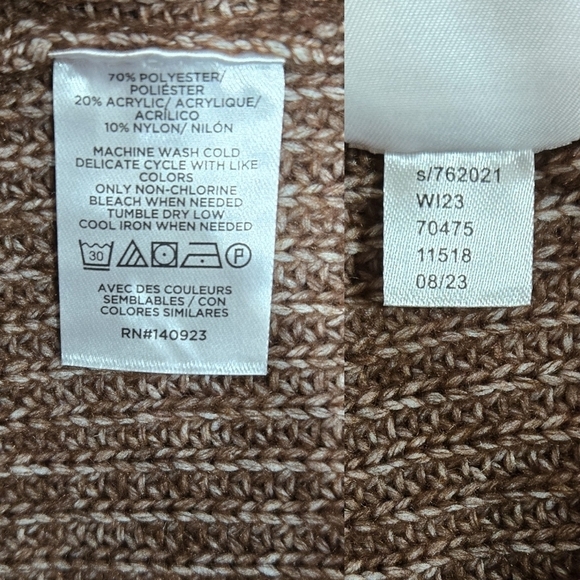 LOFT NWT Brown Red Ribbed V-Neck Cardigan Drop Shoulders Cozy Soft - Picture 9 of 9